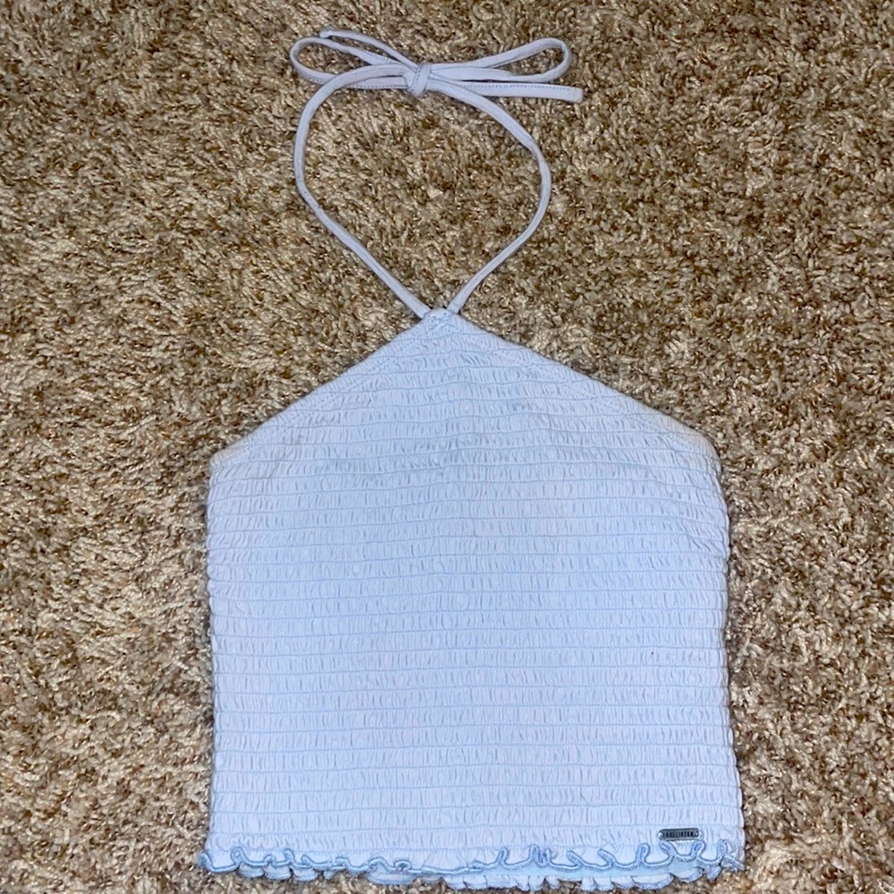 Hollister ribbed tie neck crop top